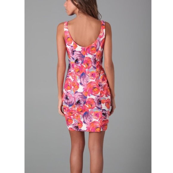 Nanette Lepore Size 2 Anthropologie Pink Purple Floral‎ Ruched Candy Girl Dress - Picture 4 of 8